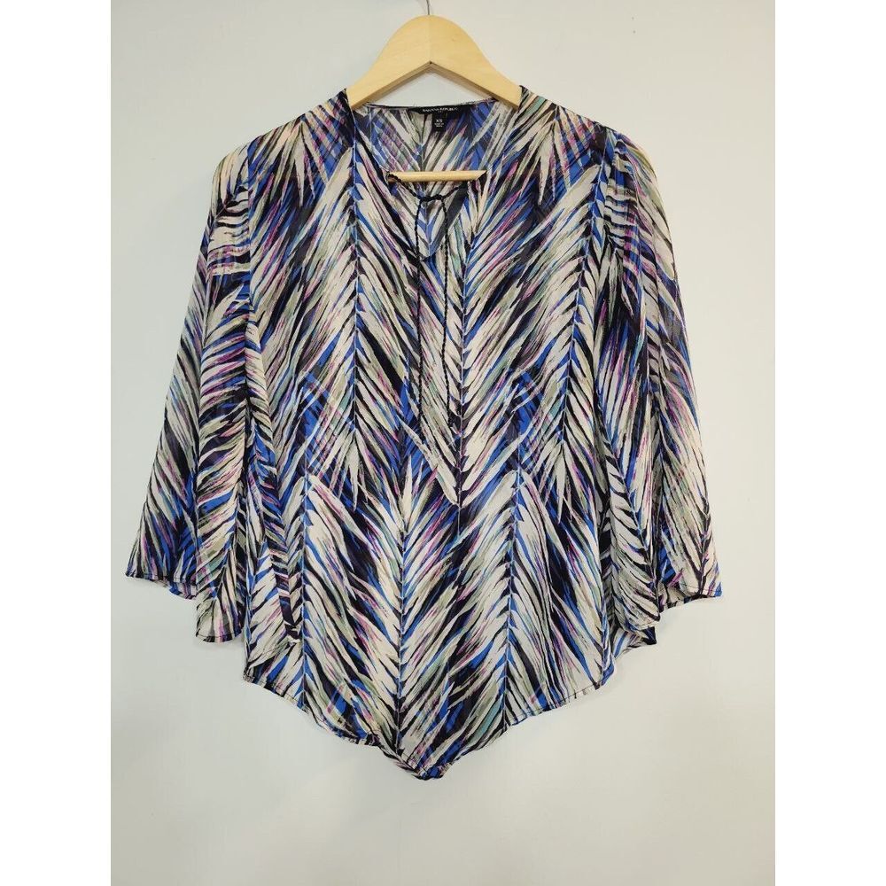 Banana Republic Poncho Style‎ Tropical Sheer Blouse With Wide Sleeves, Size XS